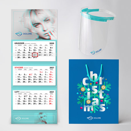 Drukarnia PrintUp – GiftPack: kalendarz, torba reklamowa przyłbica